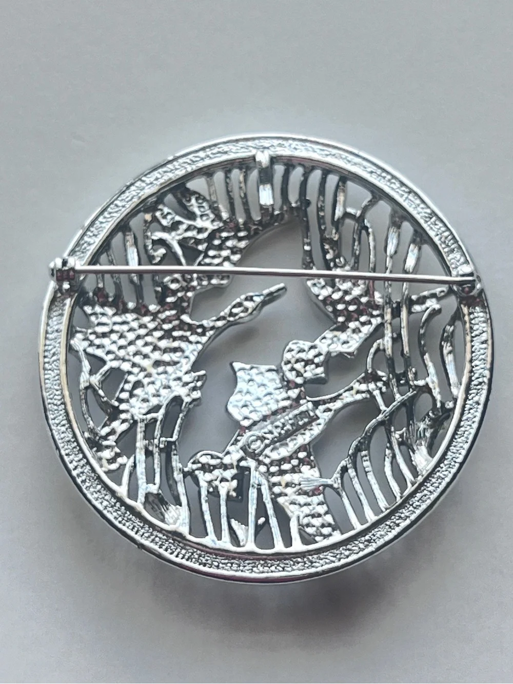 Vintage Sarah Coventry Brooch Signed Birds in Flight Flying Ducks Silver Tone